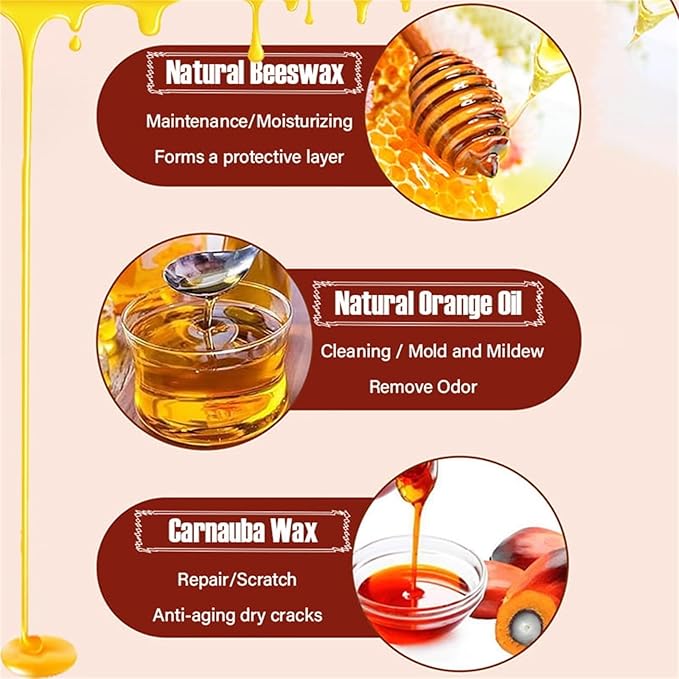 Natural Beeswax Orange Oil Wood Conditioner, Wood Polish Care Beeswax, Bees Wax Spray Furniture Polish, Natural Orange Oil Conditioner Spray for Floors (3)