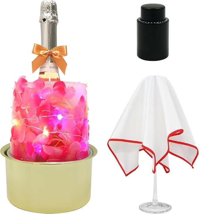 Ipretti Golden Base DIY Wine Bottle Ice Mold - Ipretti Reusable Ice Bucket Maker for Champagne & Cocktails - Kit Includes ...