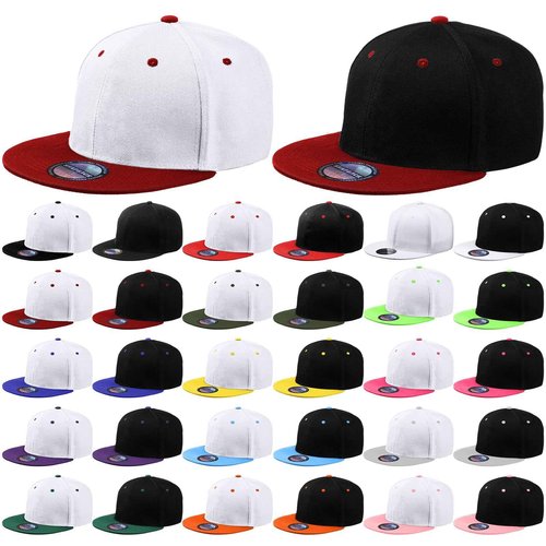 Hicarer 30 Pcs Hats for Men, Flat Cap Bulk Plain Flat Brim Baseball Caps(Plain Colors, Solid Style)