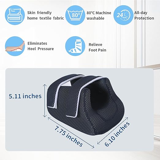 Ehucon 3D Heel Protectors Bed Sore Pillow Cushion for Pressure Sores,Foot Pillows Support Boot for Bedridden Patients Supplies, Ankle Pillow heel Protector for Heel Pain (Navy (Pack of 1))