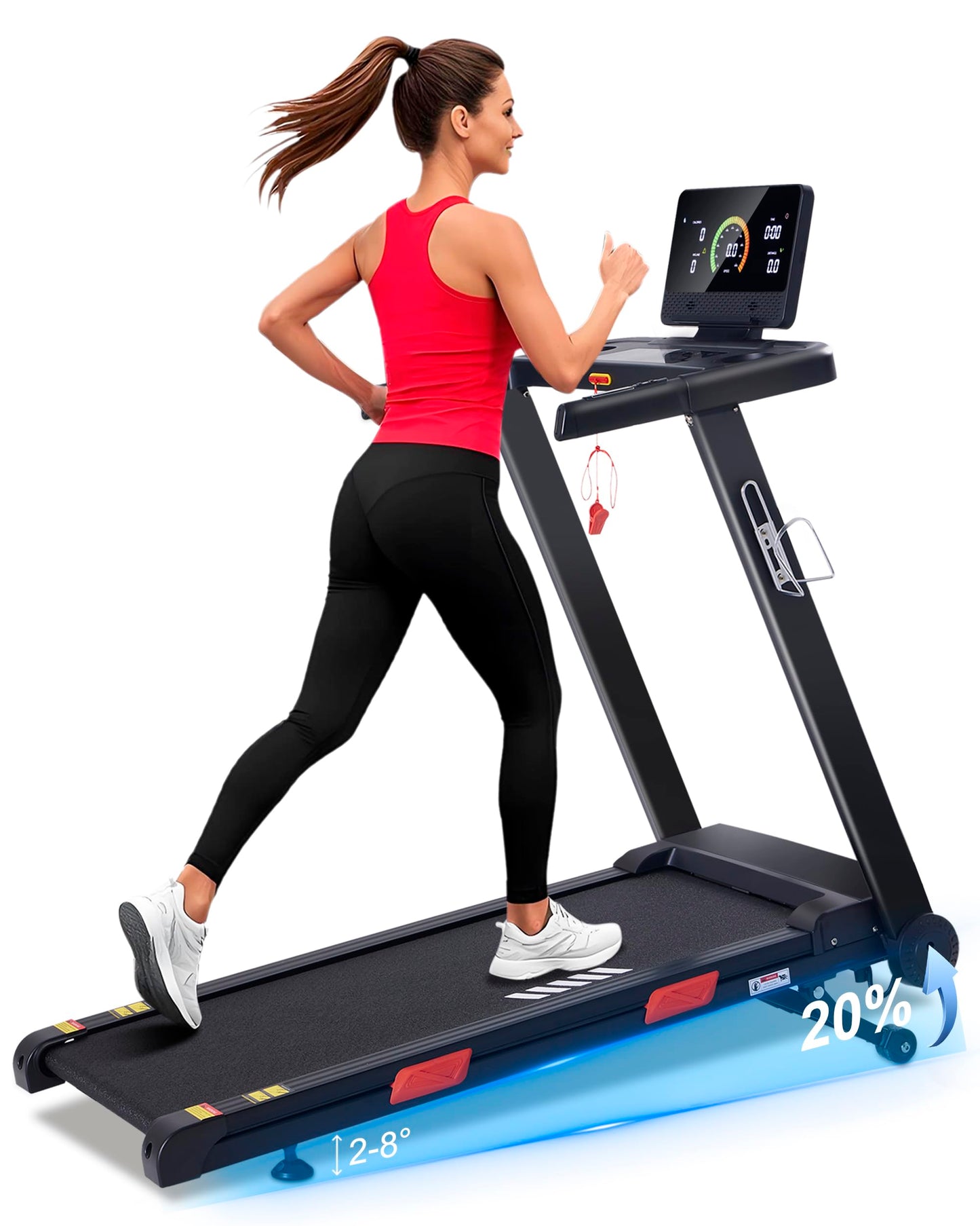 ATEEDGE Treadmill with Auto Incline, 20% Incline, 3.0HP, 10 MPH Running Machine, 18.5" Wide Belt, 350 lbs Capacity, Treadmill for Home with Bluetooth App