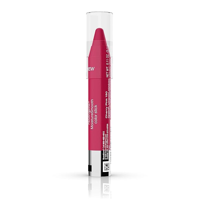 Neutrogena MoistureSmooth Color Stick, Cherry Pink | Moisturizing Formula | Contains Shea Butter | Pack of 2