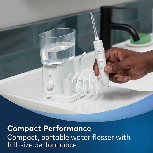 Waterpik Water Flosser for Teeth, Portable Electric Compact for Travel and Home - Nano Plus, WP-320 & DT-100E Implant Denture Replacement Tips Water Flosser Tip Replacement, Clear, 2 Count