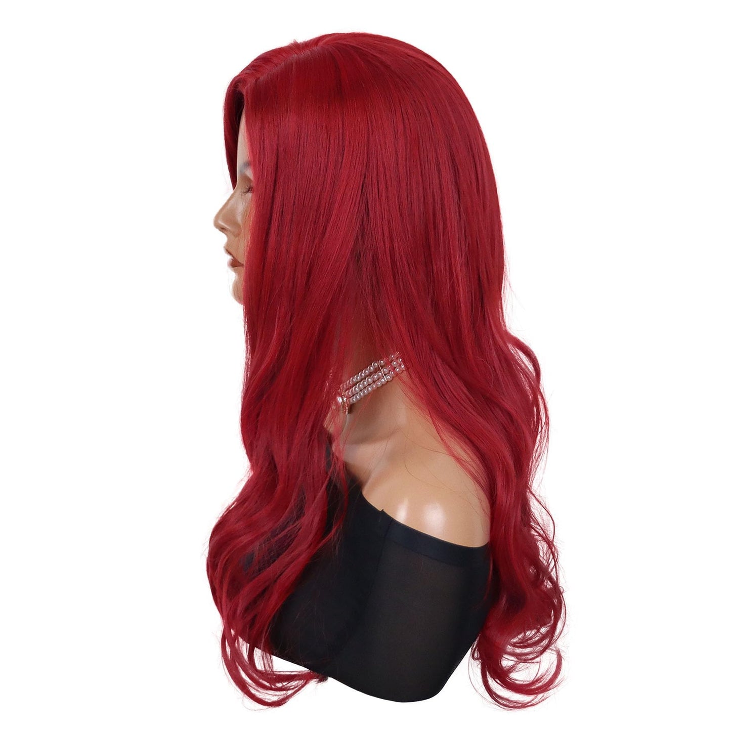 GNIMEGIL 23 Inch Gorgeous Long Curly Wig in Vivid Red Cosplay Poison Ivy Ariel Wig with Bangs Synthetic Body Wave Wigs for Women