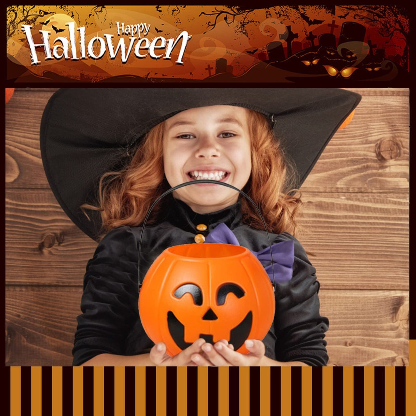 Halloween Pumpkin Candy Bucket,Halloween Pumpkin Candy Bucket Plastic Multi-Purpose Candy Box,Halloween Party Favors Bucket,Suitable for Party Favors and Home Decoration (C-17X14CM-3PC)