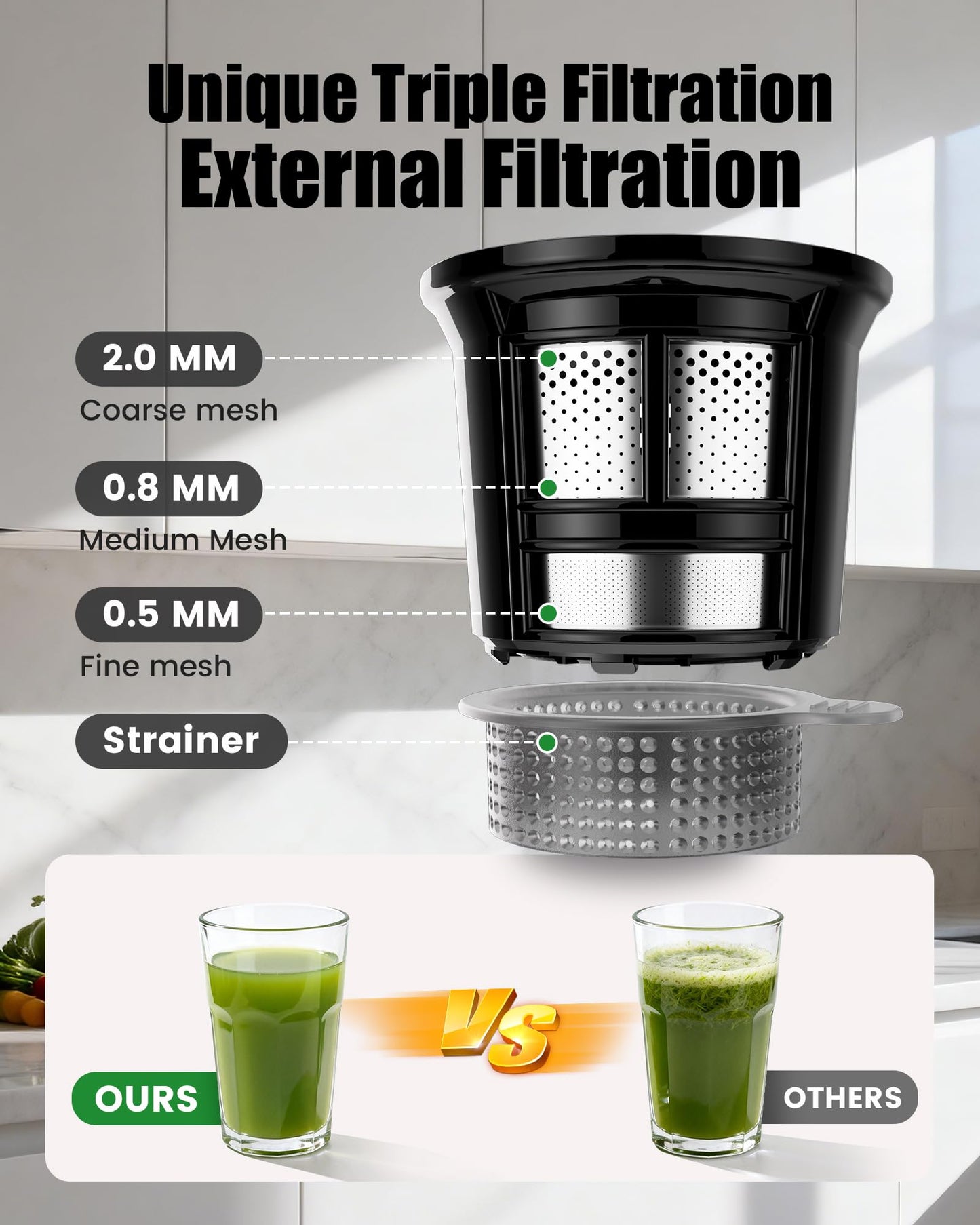 Staweiger Juicer Machines, Cold Press Juicer with 6" Wide Chute, High Juice Yield Slow Masticating Juicer, Quiet Low db, Powerful Brushless Motor, Juicer Press For All Fruits & Vegetables BPA-Free