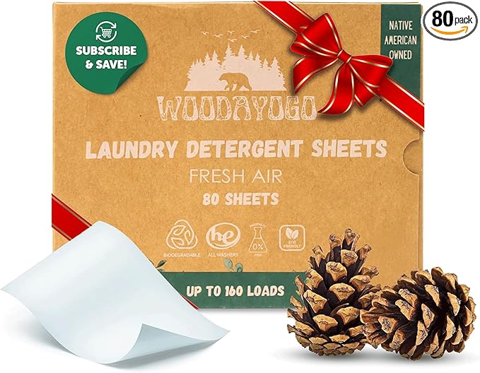 Laundry Detergent Sheets – Eco-Friendly, Hypoallergenic, Plant-Based Detergent for Sensitive Skin, Recycled Packaging, Liquid-Free Travel-Friendly Laundry Soap Strips (Up to 160 Loads, 80 Sheets)