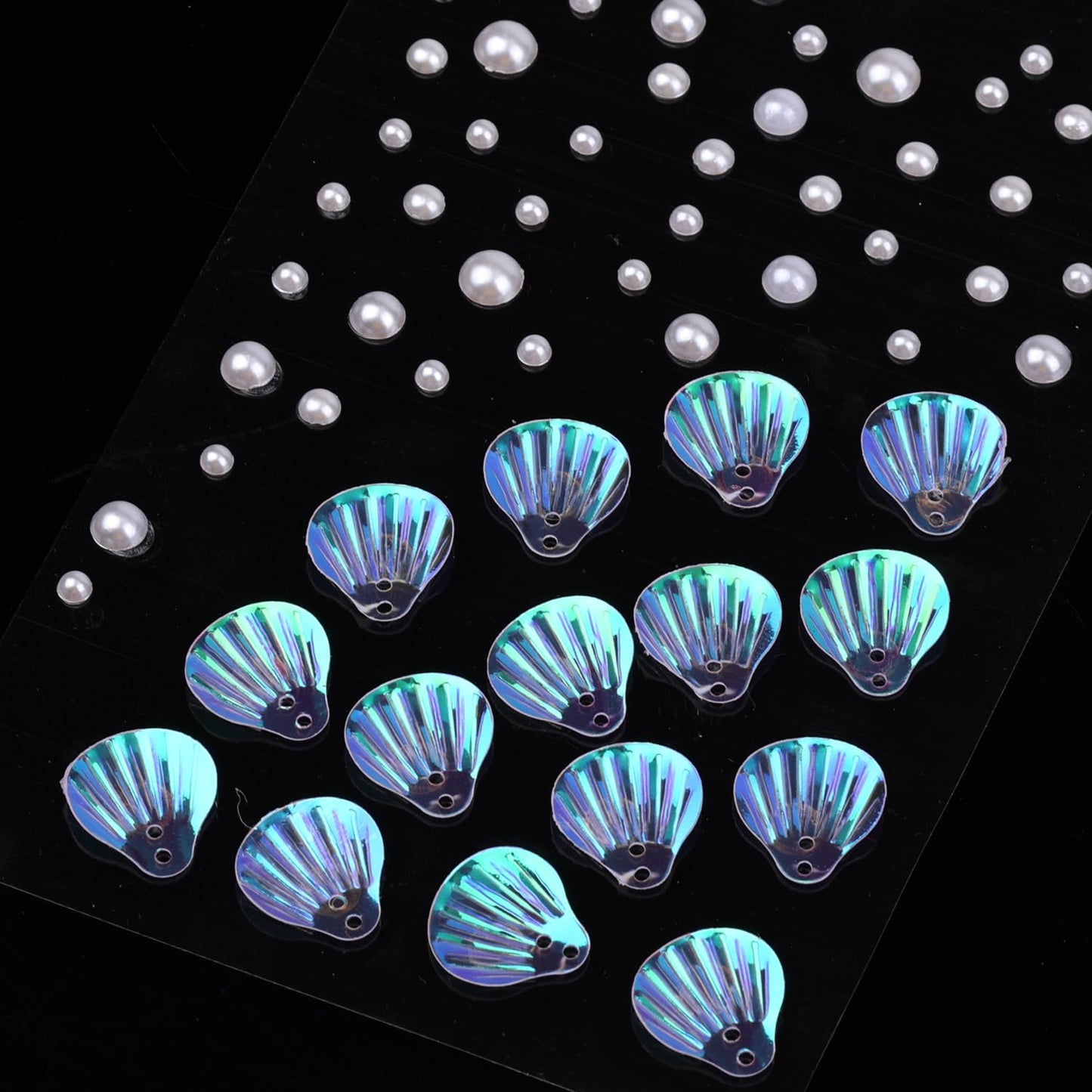 3/4/5/6 mm 61pcs Face Gems Stickers, with Pearl Round Diamond Jewels Diamonds Gemstones Stickers Festival Pink Shells Makeup Fac