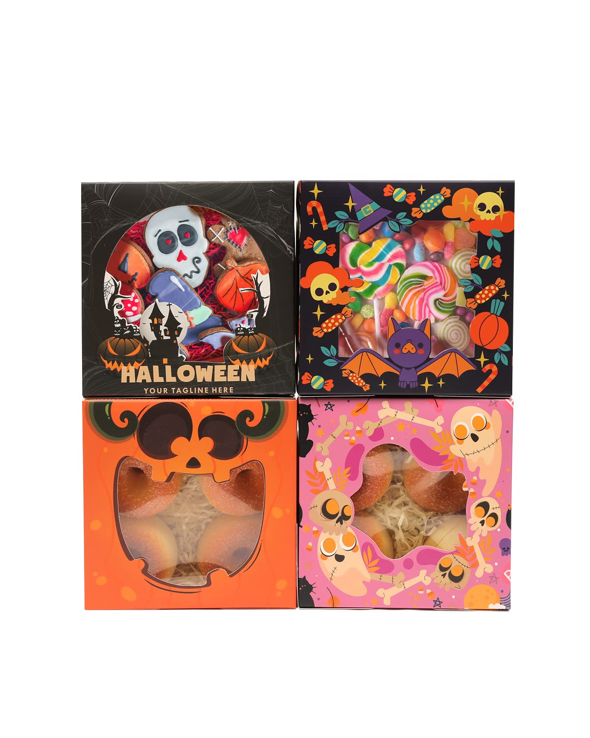 qiqee Halloween Bakery Box with Window 36packs 6x6x3 Spider Cookie Boxes Pastry Box for Halloween