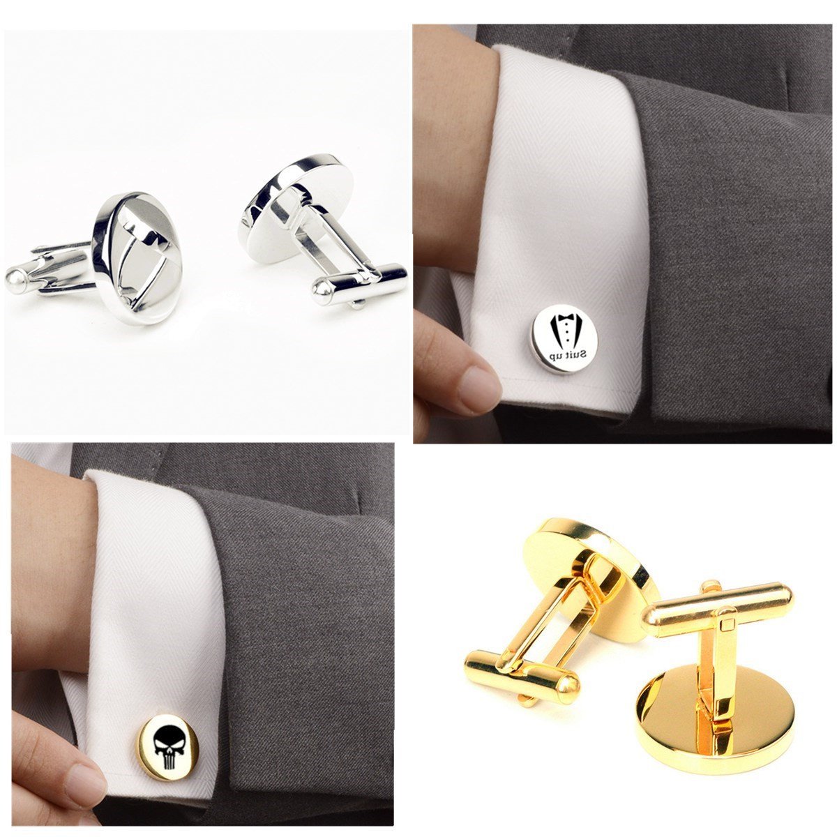 Kooer Wedding Gifts For Father, Father of The Bride CuffLinks Tie Clip Set With Wood Gift Box Wedding Men's Jewelry Cufflinks Gifts for Father Dad (Father of the bride wood box set)