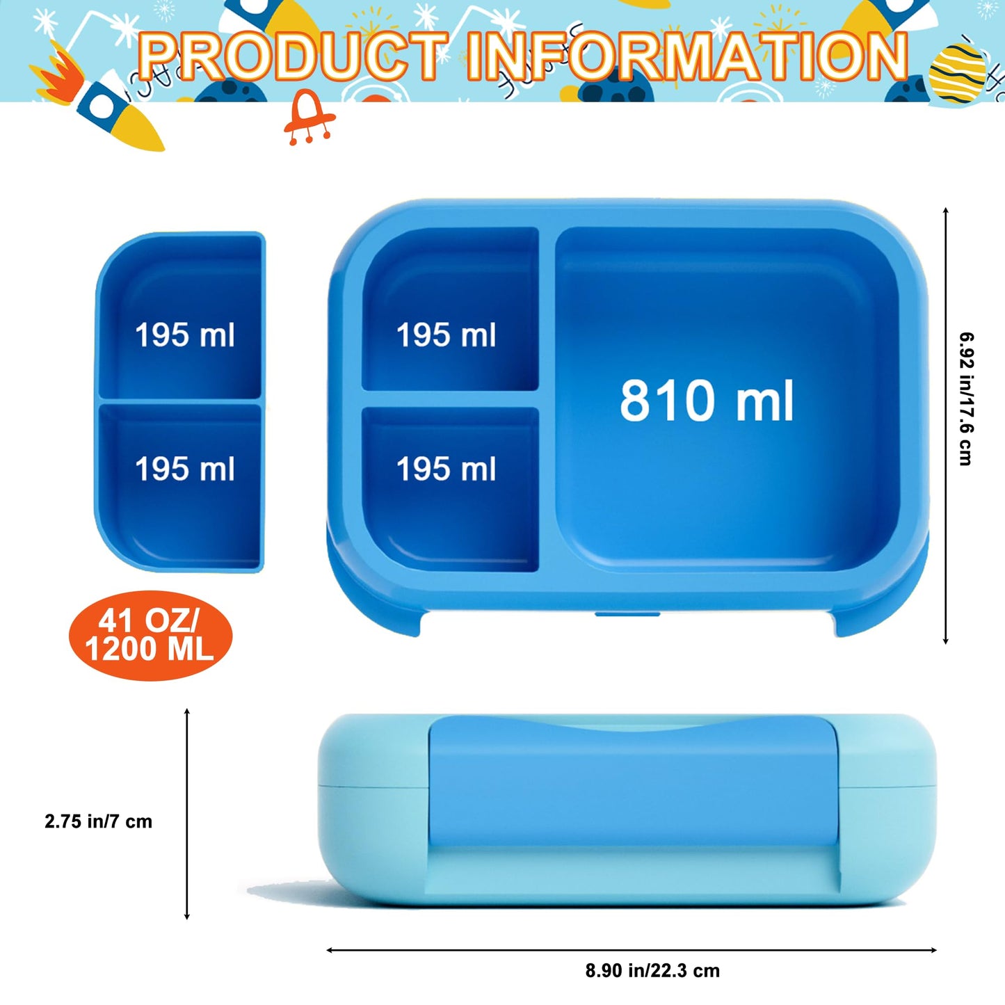 Kids Bento Lunch Box, 5-Compartment Leakproof Container with handle Movable Snack Box BPA-Free, Dishwasher & Microwave Safe Utensils Included for Kids/Adults | School, Office & Travel | Pink