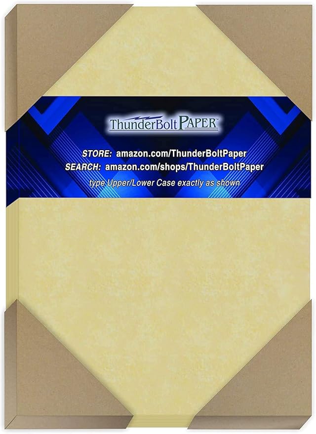 100 Gold Parchment 65lb Cover Weight Paper - 5" X 7" (5X7 Inches) Photo|Card|Frame Size - Printable Cardstock Colored Sheets Old Parchment Semblance