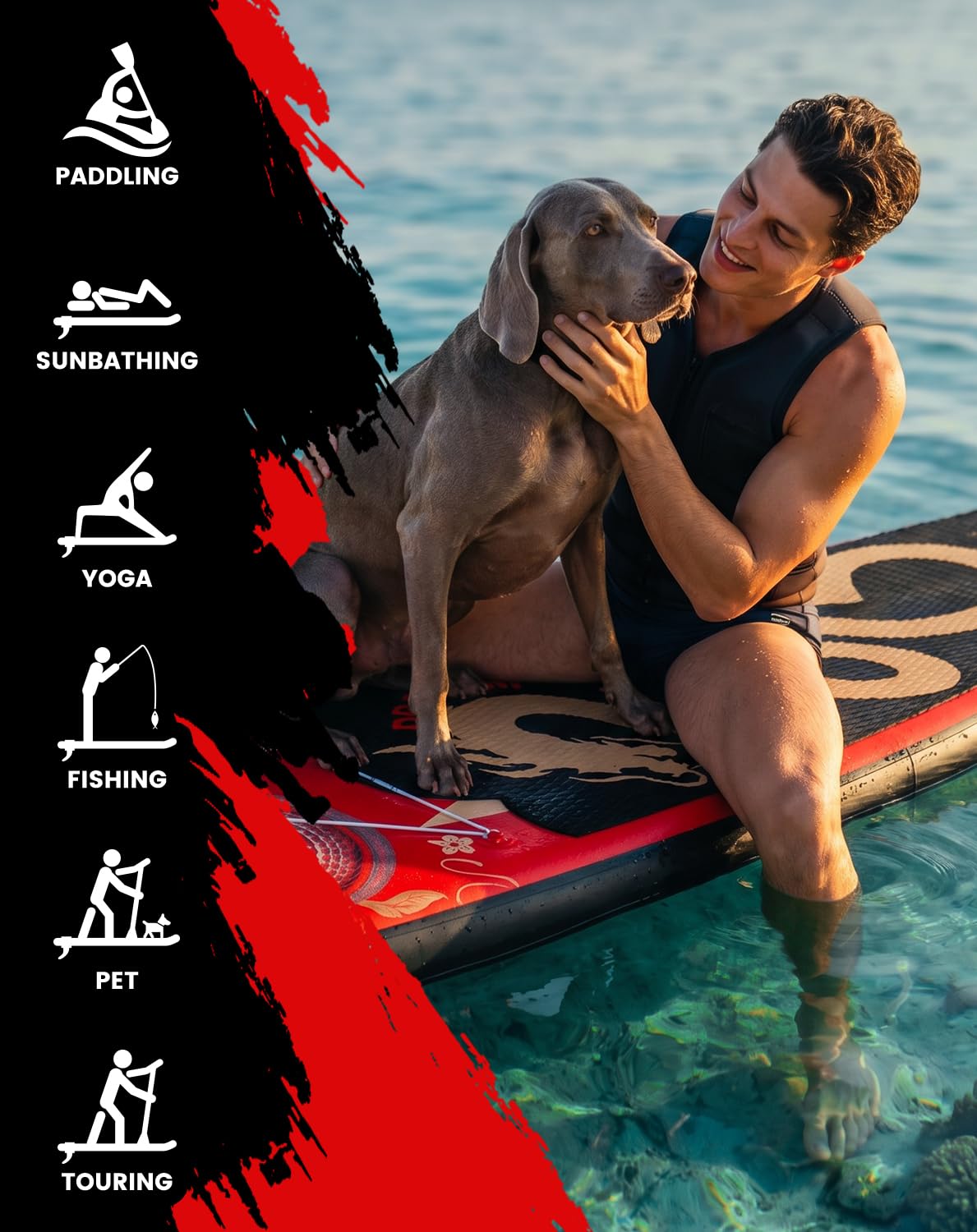 FunWater 11'×33"×6" Inflatable Stand Up Paddle Board with Premium SUP Paddleboard Accessories, Wide Stable Anti-Slip EVA Deck,Paddle Boards for Adults & Youth of All Skill Levels
