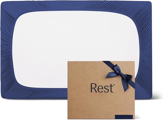 REST® Evercool®+ Fitted Sheet, Twin XL, Midnight Blue, 13" Deep (up to 15’’), Breathable Bedding for Hot Sleeper and Night Sweats, Bed Sheet with Ionic+ Self-Cleaning Silver Yarn for Sensitive Skin