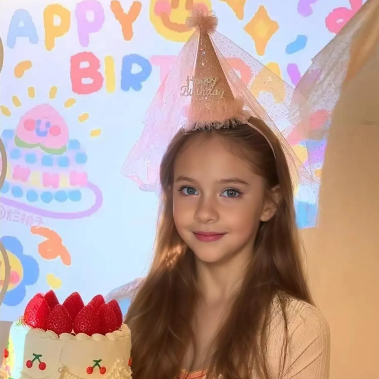 Bnrkmeb Pink Birthday Party Hat, Birthday Hats for Kids