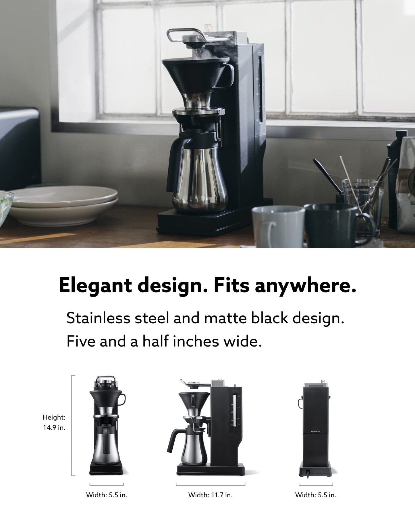 BALMUDA The Brew | Automatic Pour Over Coffee Maker | Clear Brewing Method | Precise Temperature Regulation | Three Brewing Modes: Regular, Strong, Iced | Compact Design | US Version