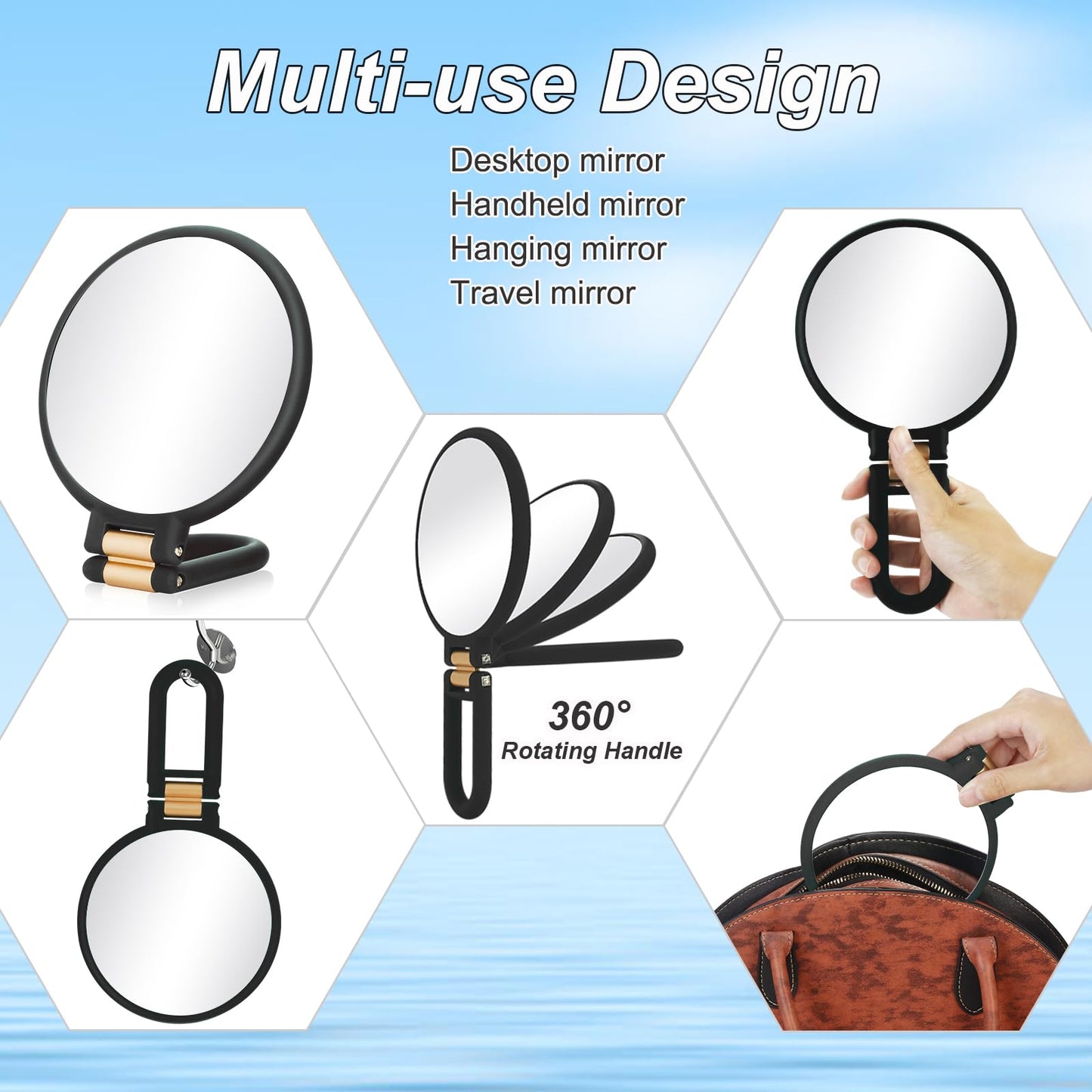 Martvex 1x 20x Magnifying Travel Mirror, Hand Mirror with Handle - Double Side Hand Held Mirror with 1x 20x Magnification & Fold