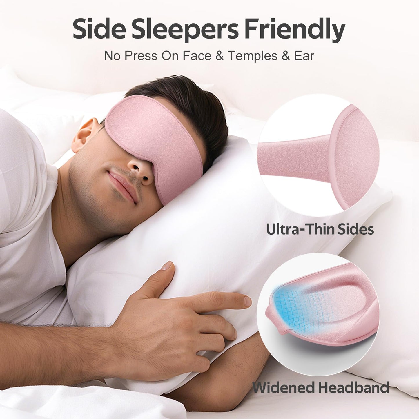 Vynix Sleep Mask for Women Men - 100% Blackout Eye Masks for Sleep - 3D Soft Sleeping Mask for Side Sleepers - Zero Pressure Lash Extensions Eye Cover Shade for Airplane Travel Essentials, Pink