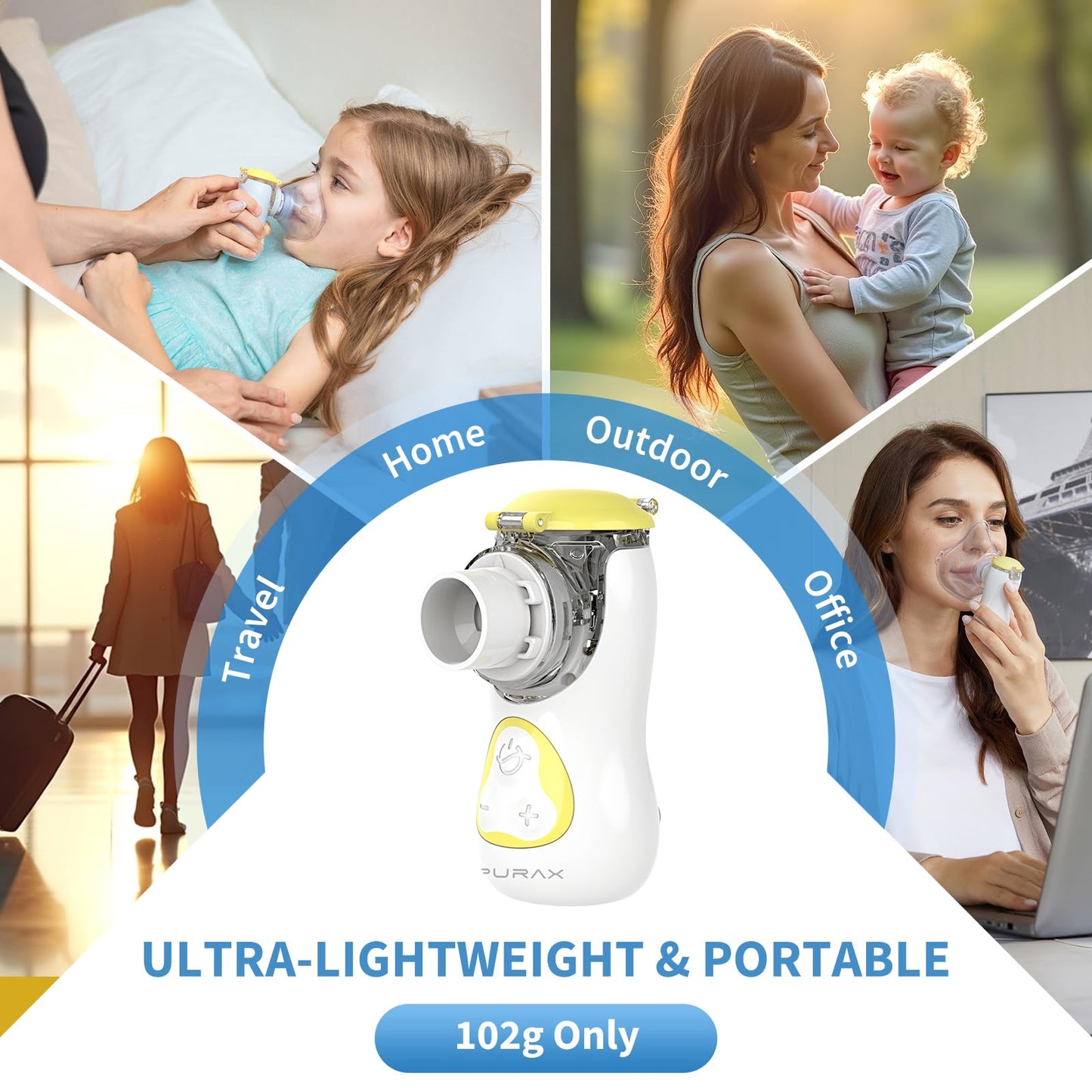Portable Nebulizer for Adults and Kids - Rechargeable,Quiet Handheld Mesh Nebulizer Machine with Carrying Case for Breathing Treatment at Home, Office, and Travel