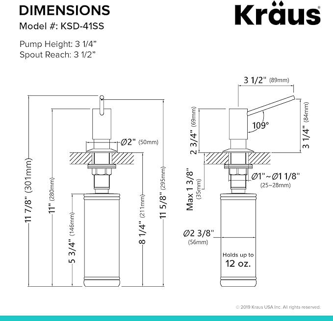 KRAUS Kitchen Soap and Lotion Dispenser in Stainless Steel, KSD-41SS