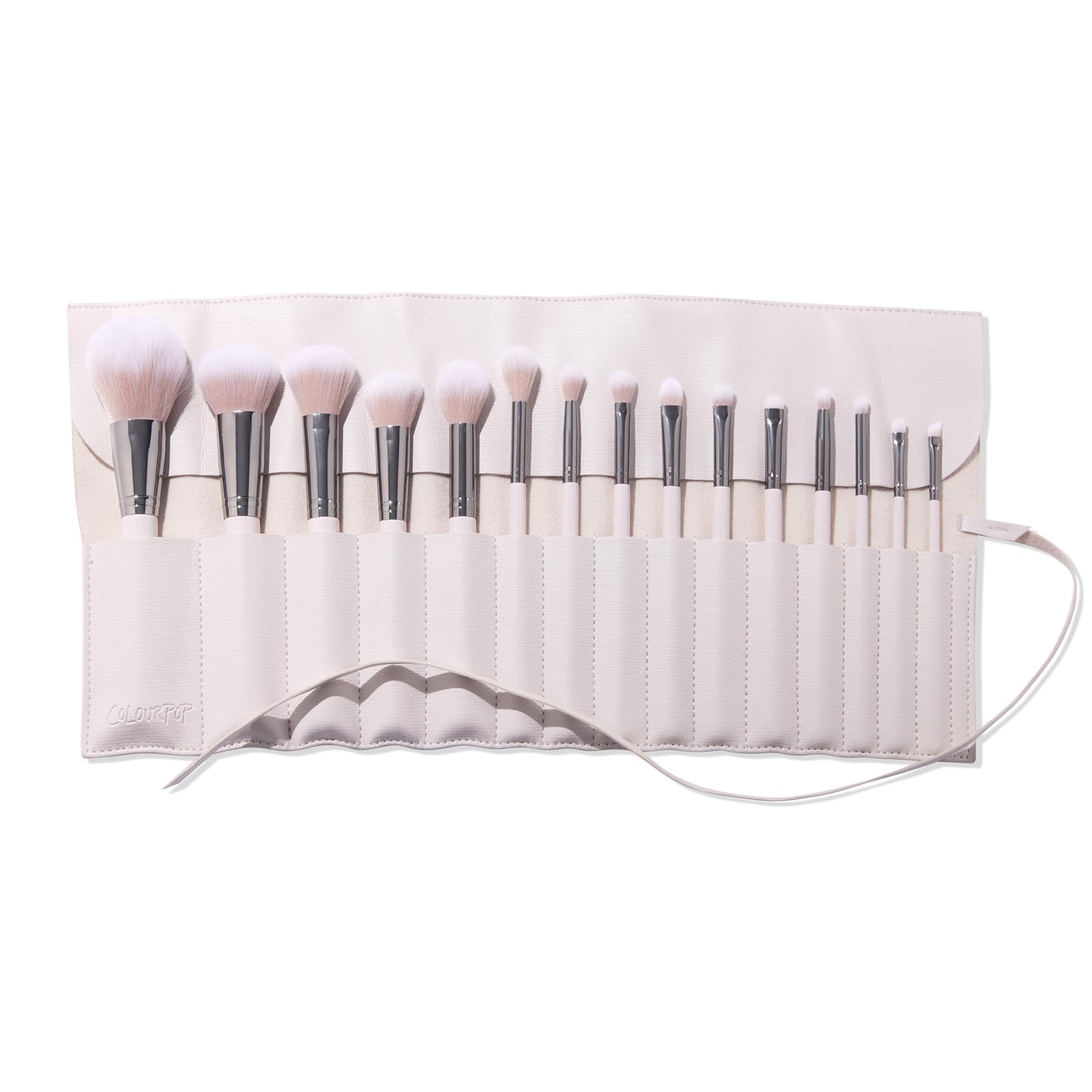 ColourPop Stone Cold Brush Roll Face & Eye Brush Set - Face & Eye Makeup Brush Set - Made with Luxe Synthetic Vegan Bristles - I