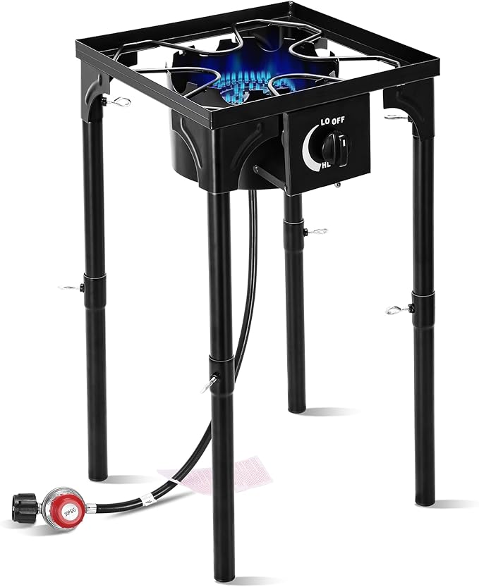 STEELUS Propane Camping Stove, 130000 BTU Single Burner Outdoor Propane Stove, High Pressure Propane Gas Cooker with Detac...