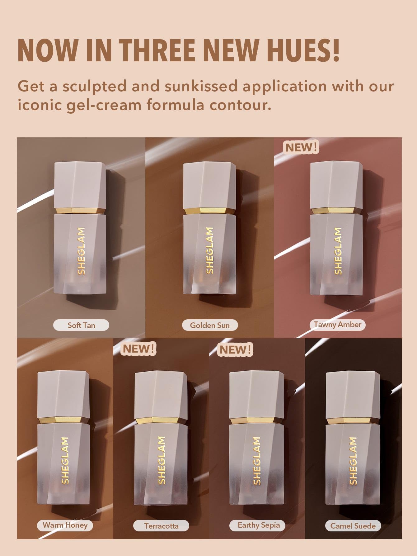 SHEGLAM Sun Sculpt Cool Toned Liquid Contour Stick Long Lasting Cream Bronzer Makeup - Camel Suede