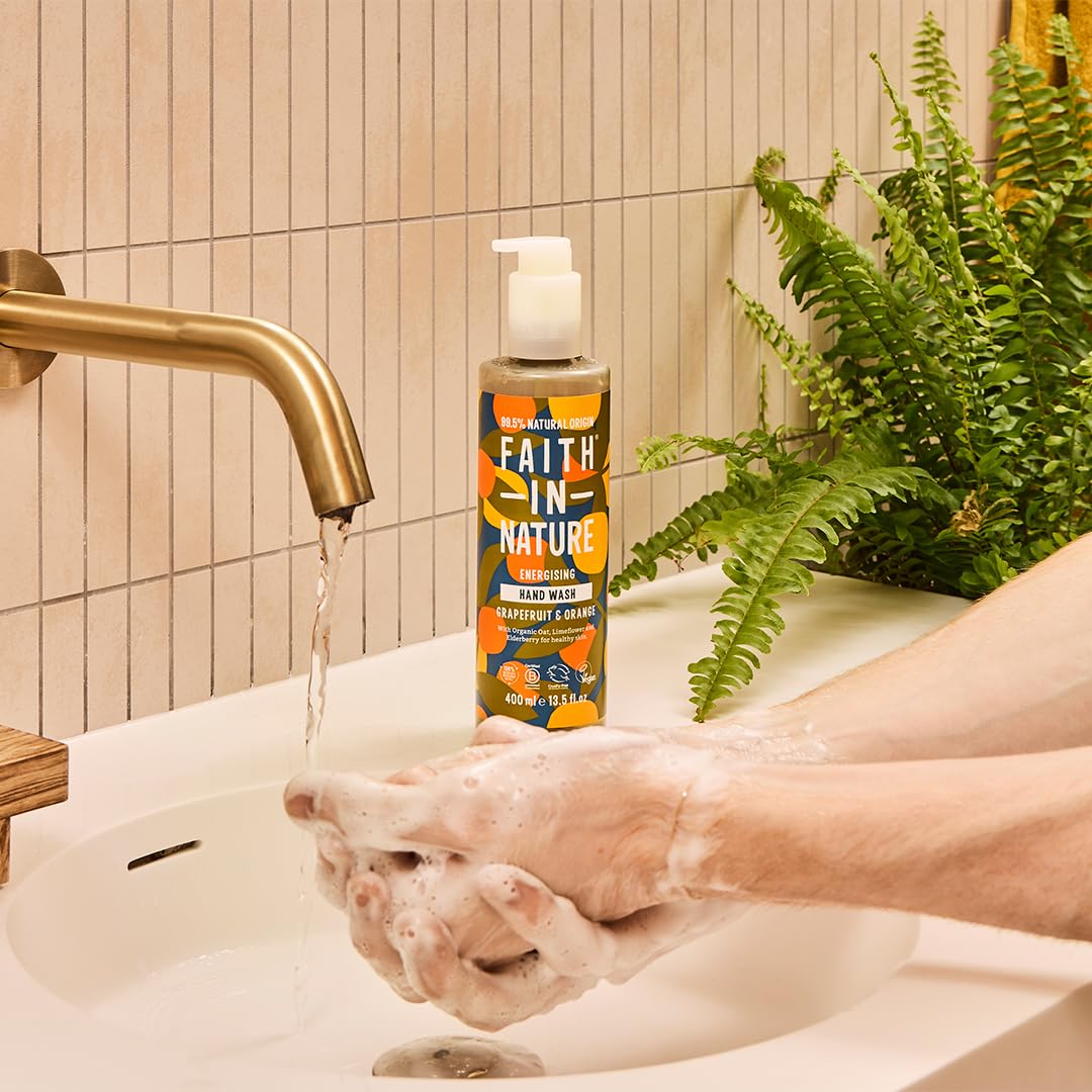 Faith In Nature Natural Grapefruit and Orange Hand Wash, Invigorating, Vegan and Cruelty Free, No SLS or Parabens, 400 ml