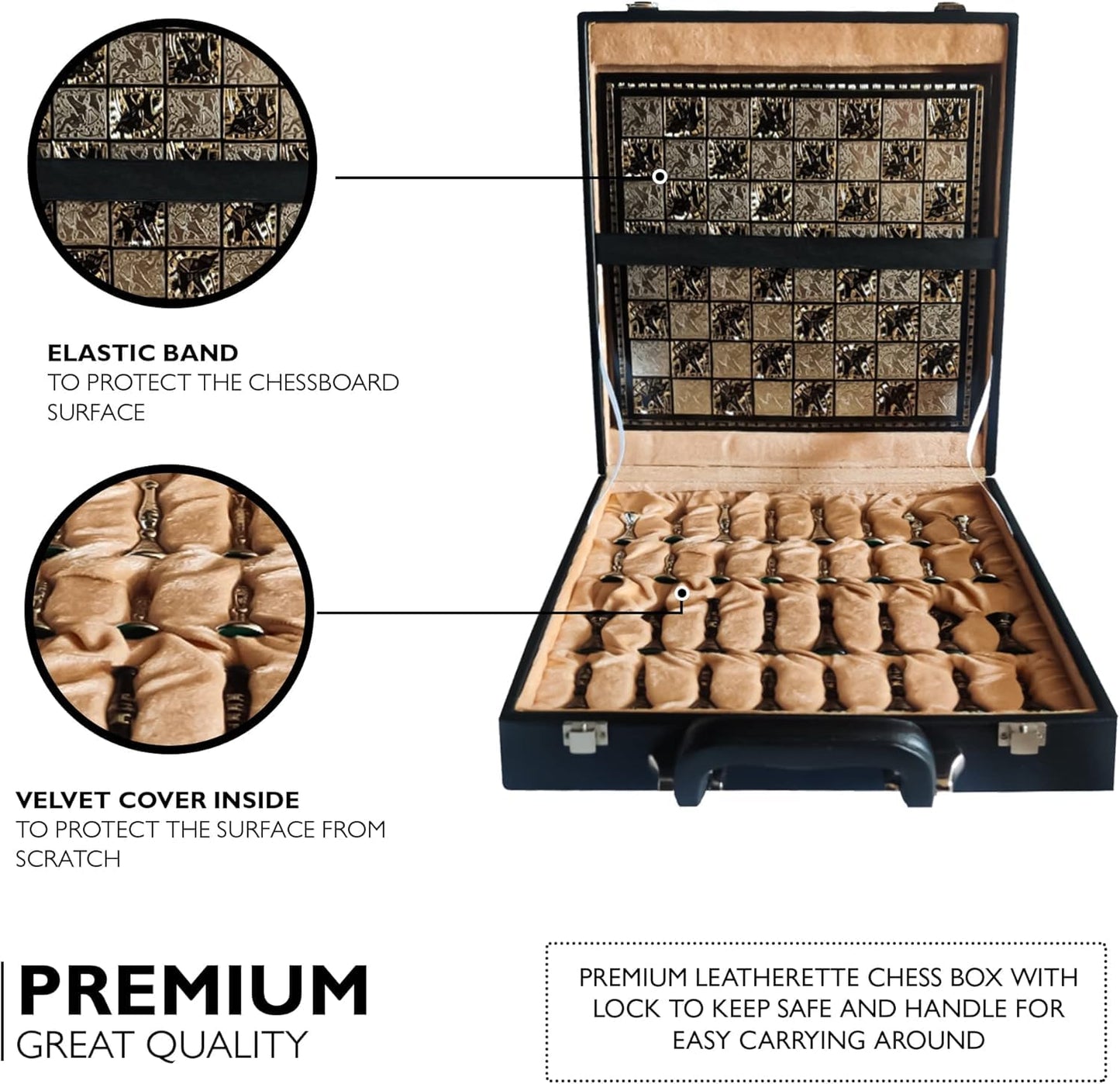 Luxury Handcrafted Brass Chess Set Black and Silver Metal Pieces with Premium Folding Board and Storage Box | Antique Finish Royal Gift and Decorative Board Game for Home Office Collectors (Tribal)