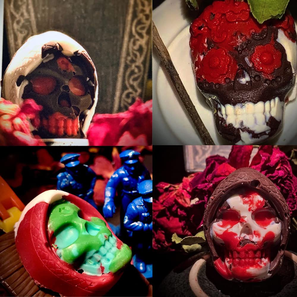 2 Pack 3D Skull Silicone Molds 8 Cavity Skull Themed Baking Mould Tray DIY Baking Tool for Chocolate Cake Dessert Candy Mousse Pastry Handmade Soap Cupcake Topper