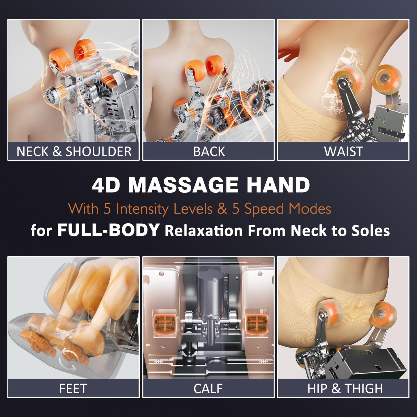 4D Massage Chair Full Body Zero Gravity 55" 166° Flexible SL-Track with Body Scan, Stretch, 36 Airbags, Heat - Shiatsu Knead, Foot & Calf Massage, Voice Control, 18 Auto Modes & 11 Techniques (Black)