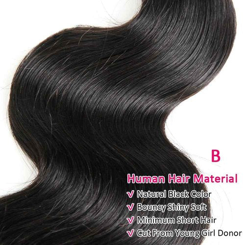 14A Body Wave Bundles Human Hair 14 16 18 Inch 100% Brazilian Virgin Real Raw Human Hair Bundles Body Wave Thick Weave Natural Color (14 16 18 Inch)