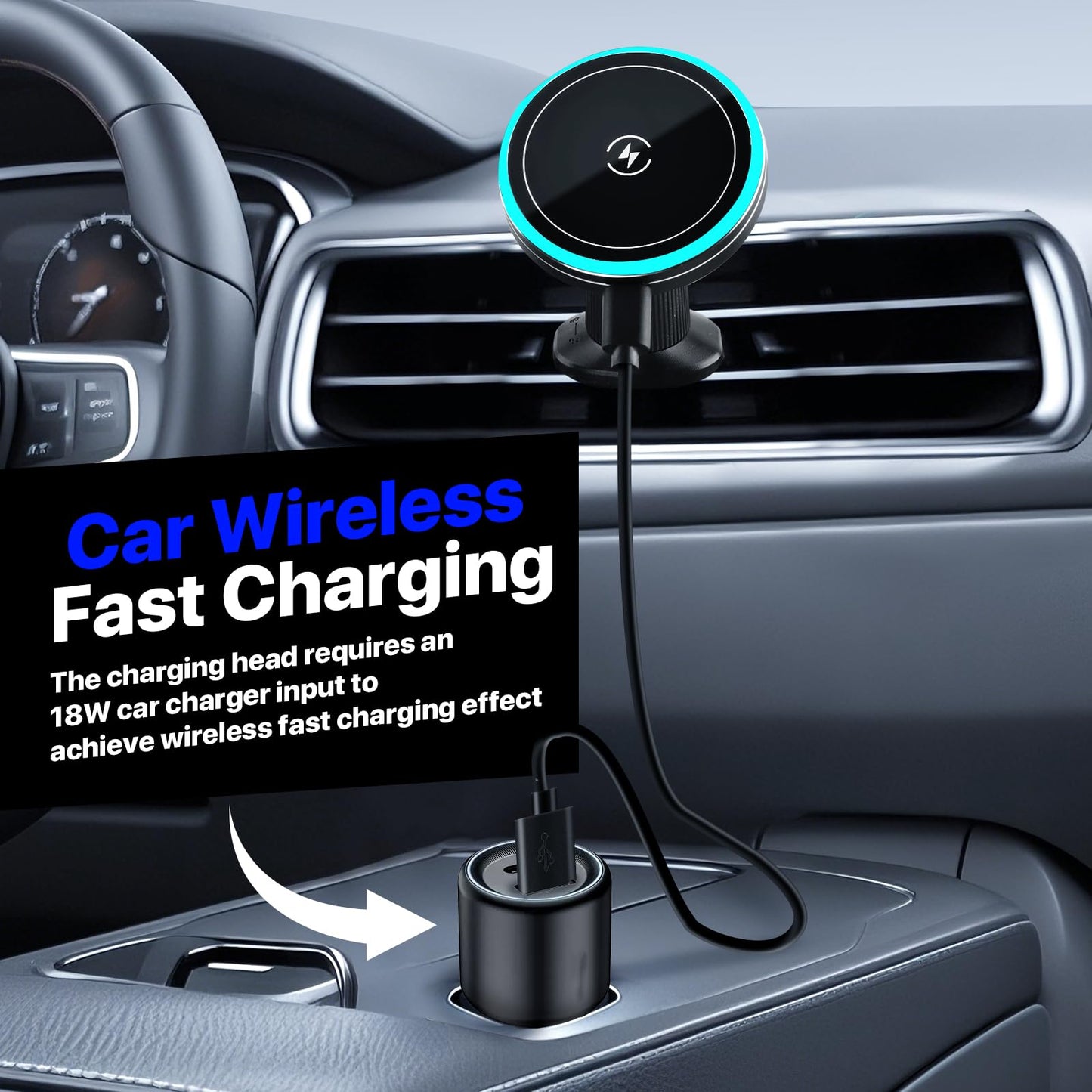 For 15W Magsafe Car Mount Charger,Magnetic Wireless Car Charger For Iphone 16/15/14/13/12 Series, Auto- Magnetic Tight Phone Hol