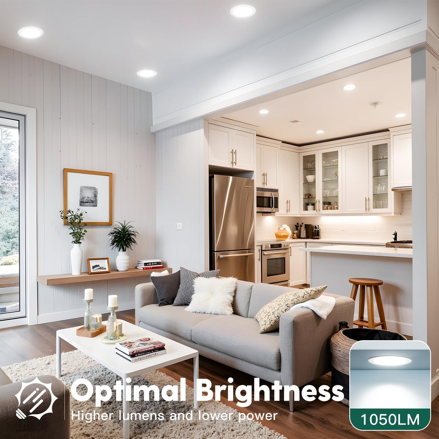 FREELICHT 24 Pack 6 Inch 5CCT Ultra-Thin LED Recessed Ceiling Light with Junction Box, 2700K/3000K/3500K/4000K/5000K Selectable, 1050LM Brightness, Dimmable Canless Wafer Downlight, 12WEqv110W-ETL&FCC
