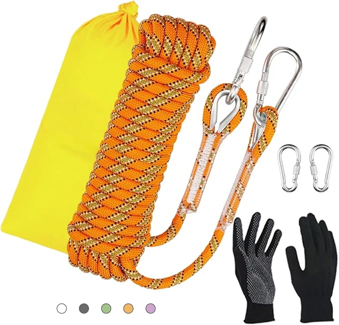 DELLNA 8mm Static Climbing Rope - Heavy Duty Climbing Rope for Rock Climbing, Tree Climbing Gear, Arborist Rope, and Campi...