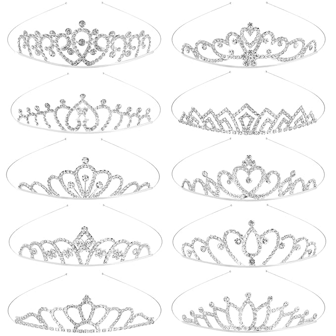 TOBATOBA 10Pcs Tiaras for Women Girls Sparkling Rhinestone Princess Tiara Headband Crowns for Women Girls Tiaras Set Small...