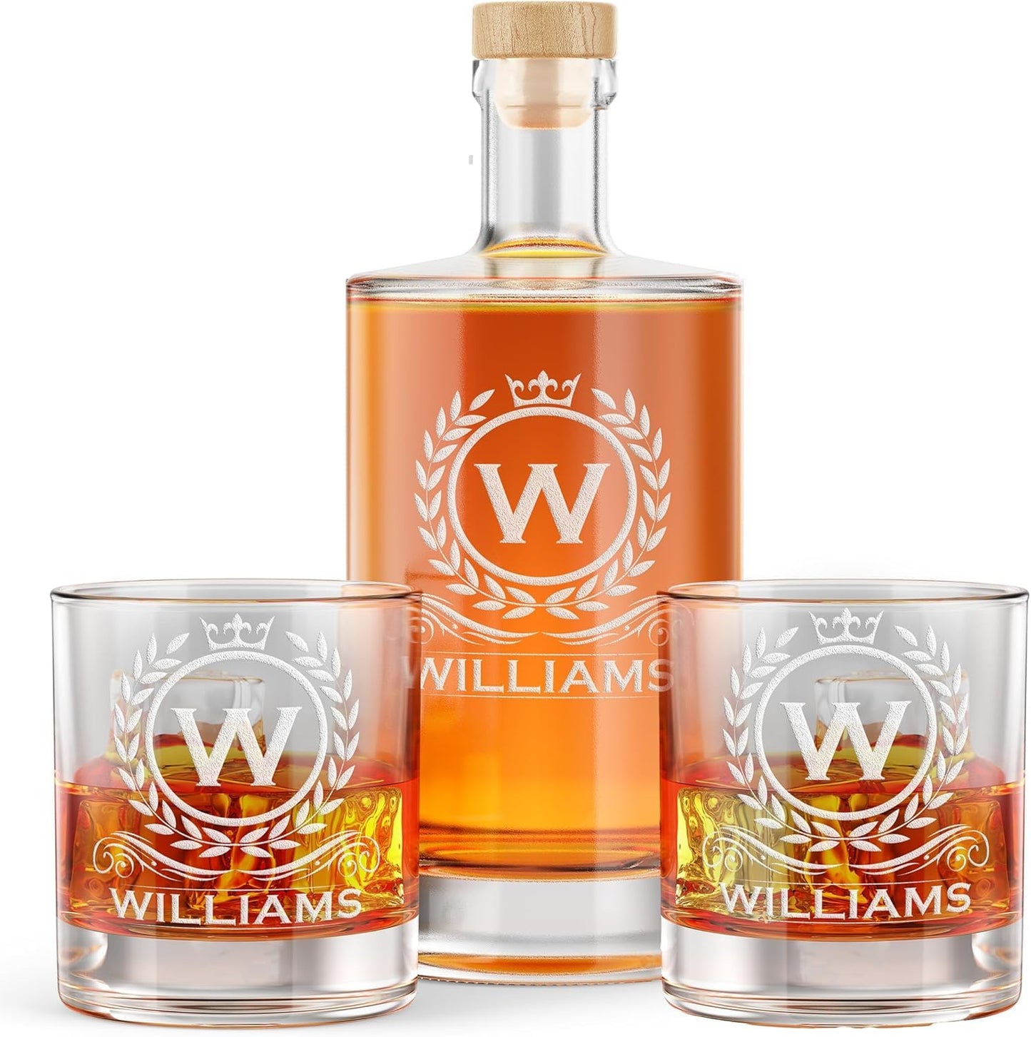 Daddy Factory Personalized Whiskey Decanter Set, Custom Engraved Gift for Men, 25oz 750ml Liquor Decanter, Father's Day & Retirement Gifts