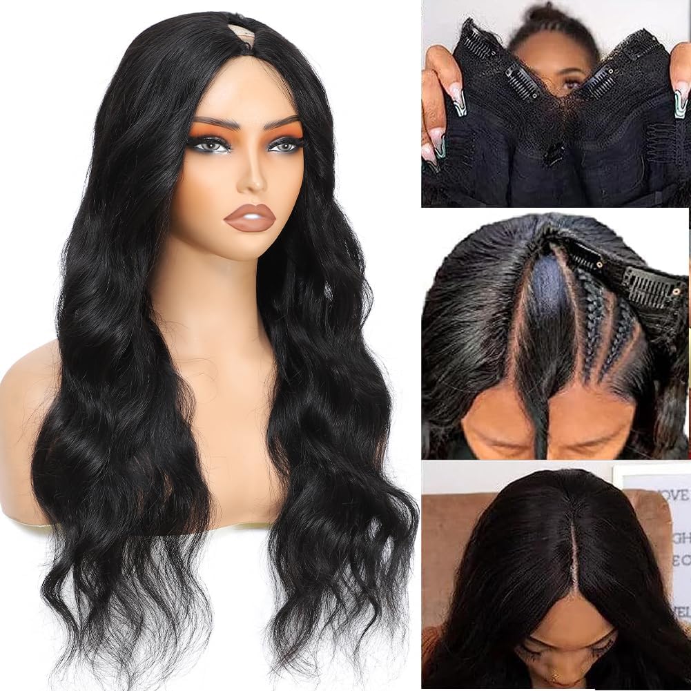 V Part Wig Human Hair Body Wave Upgrade U Part Human Hair Wig With Clips Glueless Wigs Human Hair Beginner Friendly V Shape Clip