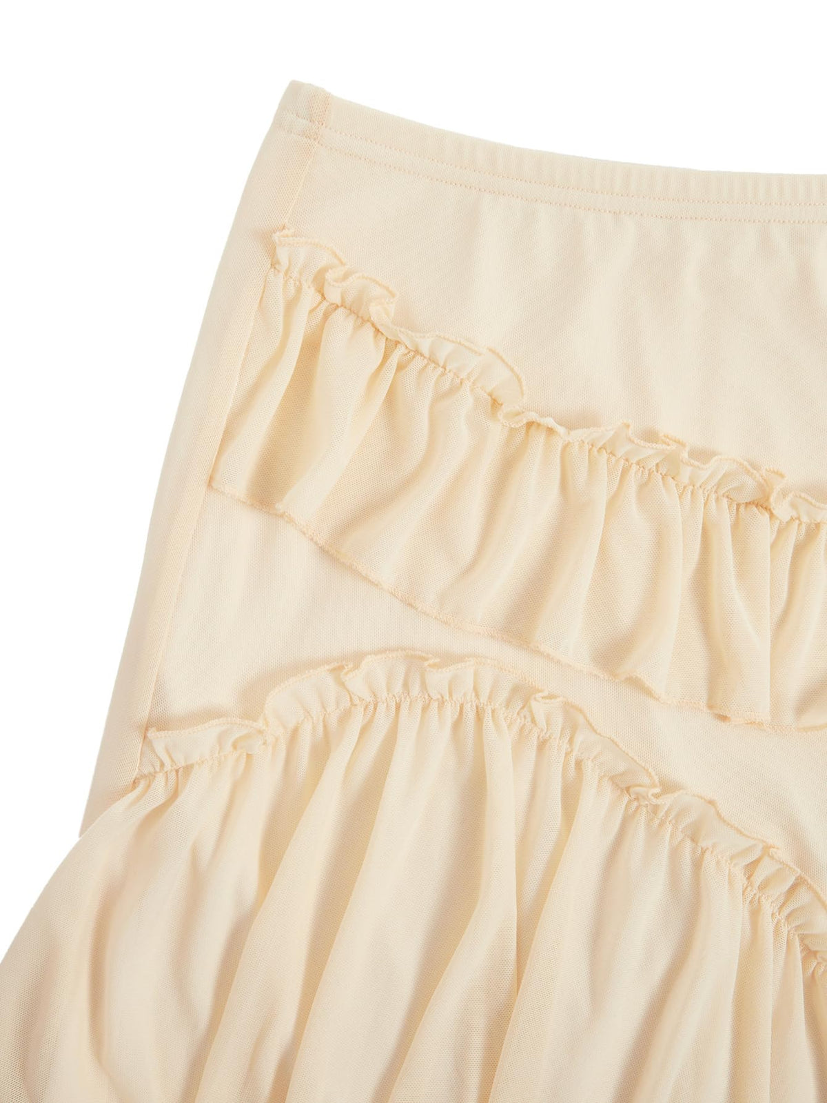 Verdusa Women's Boho Asymmetrical Ruffle Skirt Flowy High Waist Western Mini Skirt Elastic-Apricot X-Small