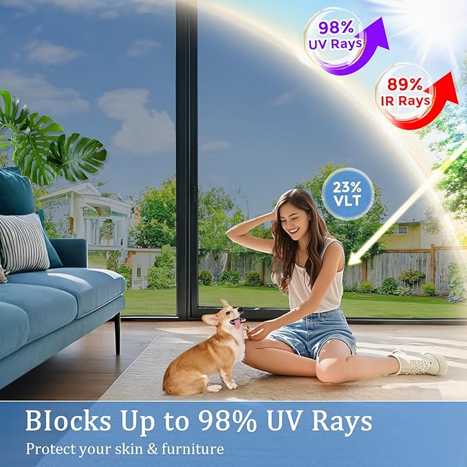 Coavas One Way Privacy Window Film,Daytime Window Tint for Home, Reflective Mirror Glass Window Film See Out Not in,Heat UV Blocking Anti-Glare Window Covers with 3 Tools, 17.5 x 78.7 Inch, Silver