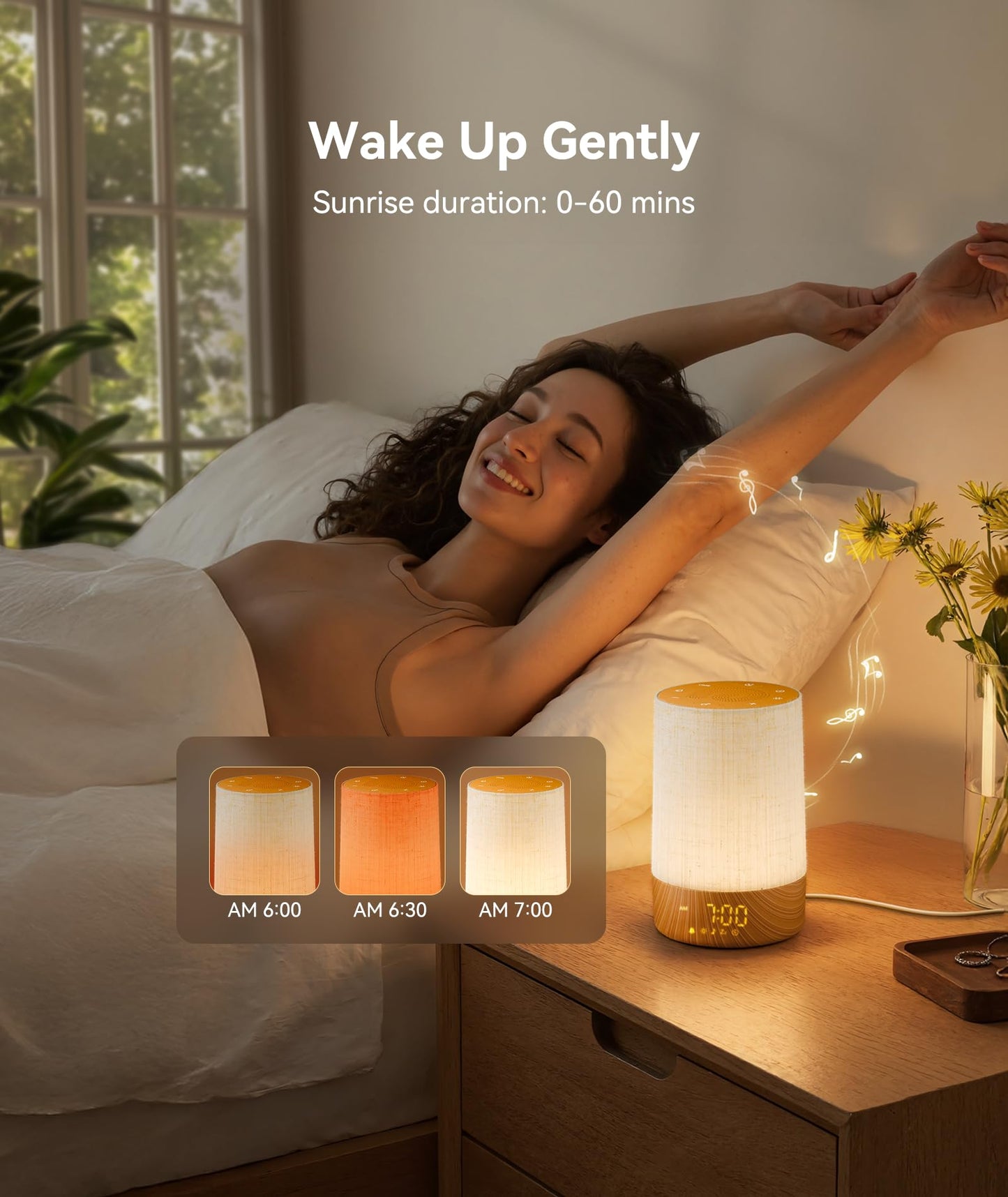 Dreamegg Sunrise Alarm Clock - Sound Machine with Alarm Clock & Wake Up Light, 29 Soothing Sounds, Dimmable Display, White Noise Machine for Bedroom, Heavy Sleepers, Adults & Kids