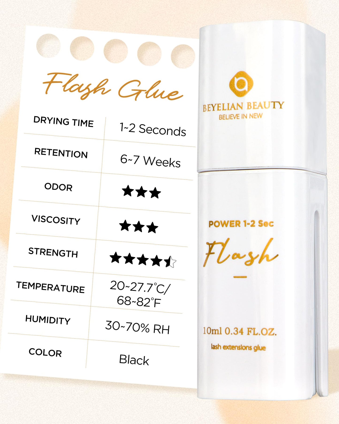 Eyelash Extension Glue, Lash Glue for Eyelash Extensions 10 ml, Smart Drop Technology Flash Glue for Classic and Volume Lashes,