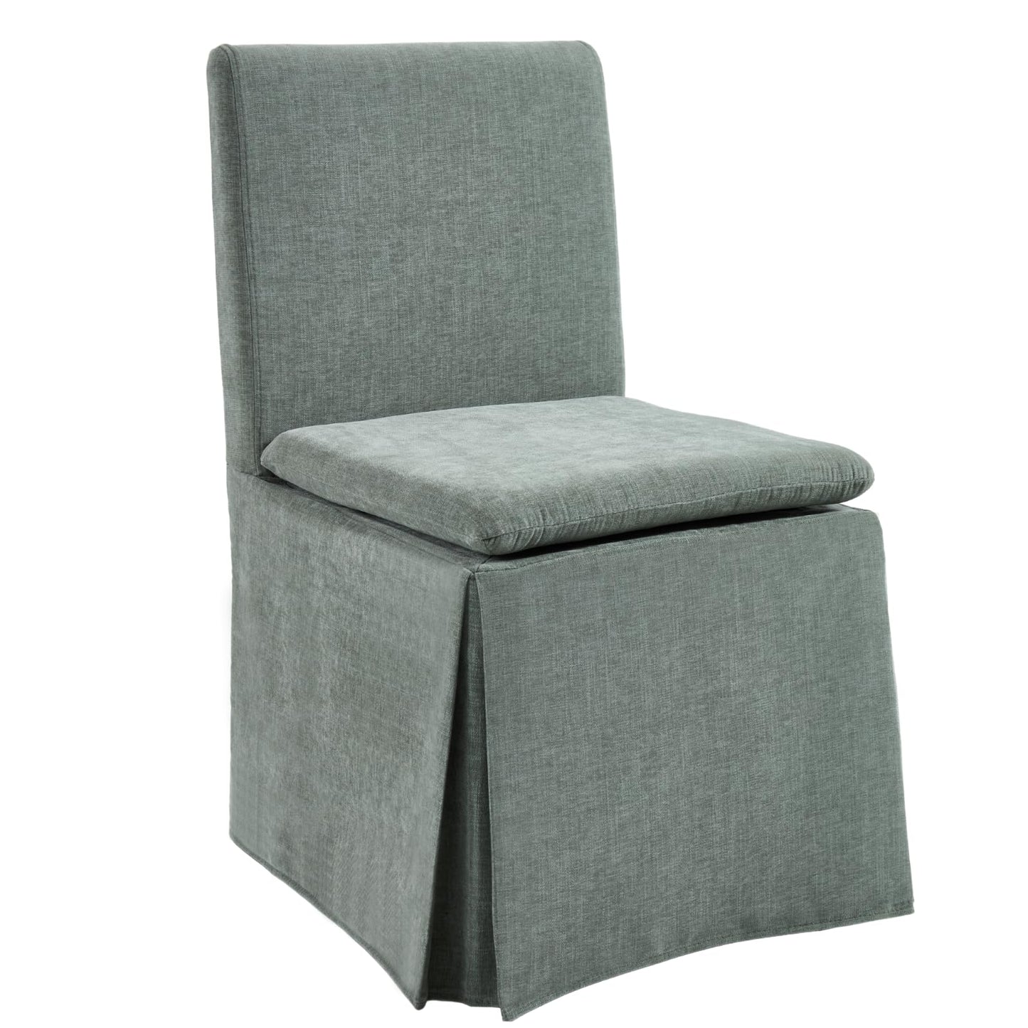 DAYALANE Farmhouse Slipcovered Dining Chairs Set of 4, Modern Upholstered Kitchen & Dining Room Chairs, Comfy Green Accent Armless Side Chair for Reading Room Kitchen Dining Room, Chenille