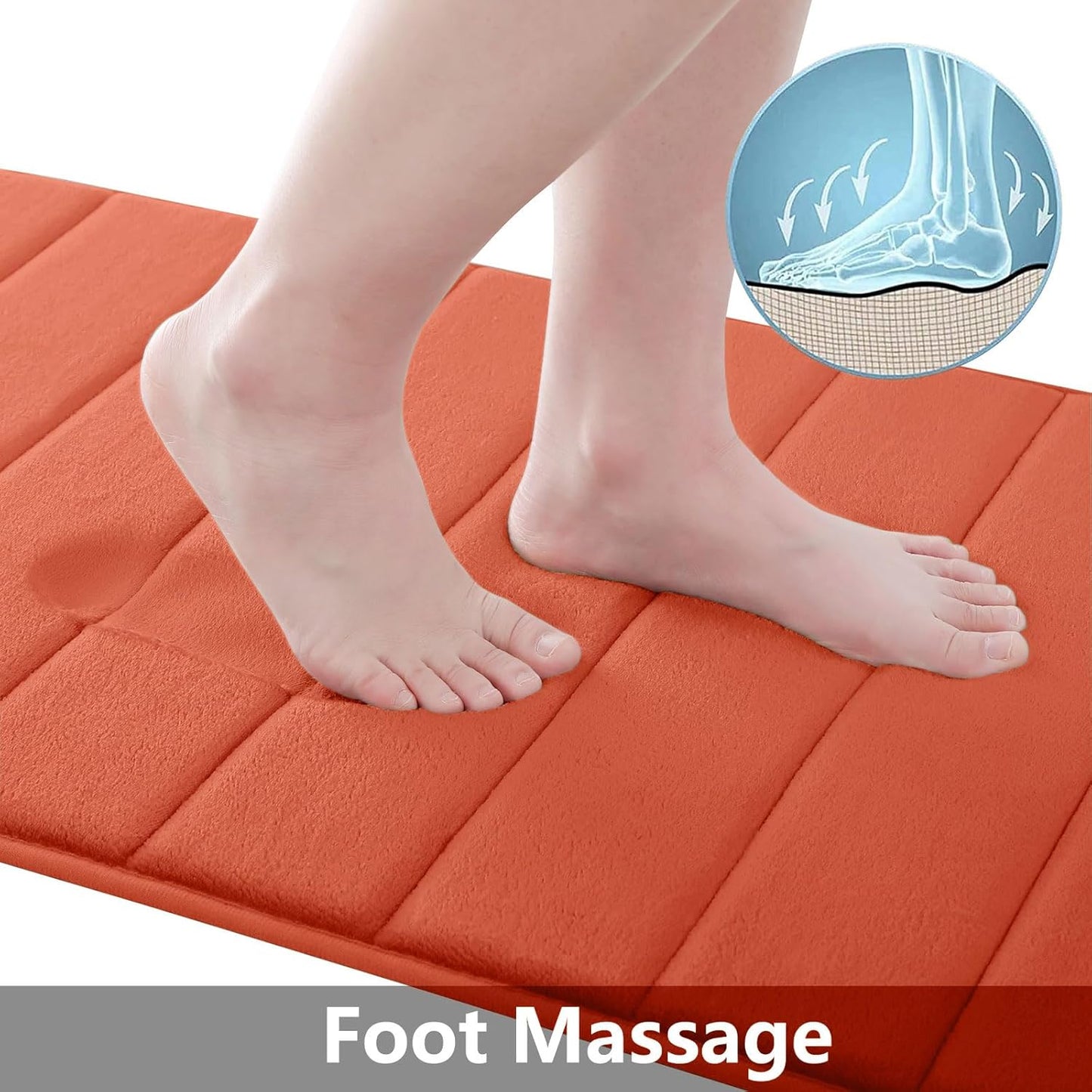 Buganda Memory Foam Bath Mat, 44" x 24", Ultra Soft and Non-Slip Bathroom Rugs, Water Absorbent and Machine Washable Bath Rug Runner for Bathroom, Shower, and Tub, Coral