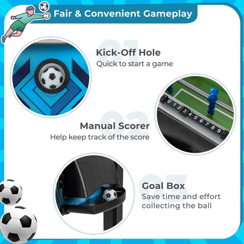 GYMAX Foosball Table, 38" Soccer Game Table Set with 2 Footballs, Mini Foosball Table for Kids Adults Home Game Room Family Night