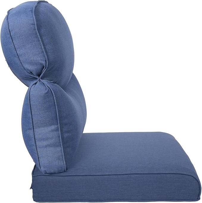 ACTREST Pop 22x25/22x24 Outdoor Chair Cushions Set of 4 - Heavy Duty High Back Replacement Zippered Cushion for Patio Furniture Dining Rocking Chairs Loveseat L-Shape Sofa - Navy Blue/Smile