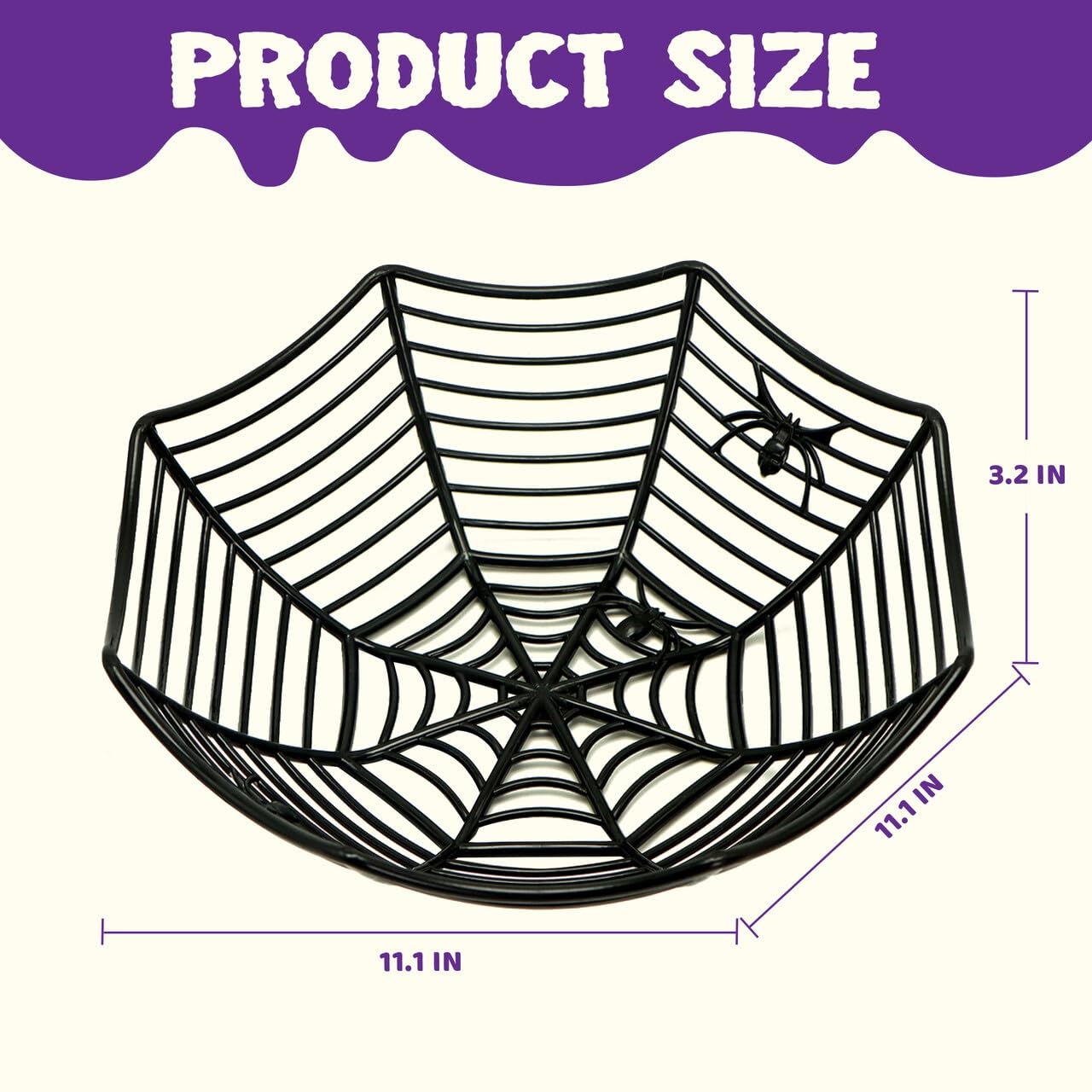 JOYIN 3 Pcs Halloween Candy Bowl Dish Spider Web Decorations Indoor Decor, Party Supplies Favors Table Desk Haunted House Trick Or Treat Basket Plastic