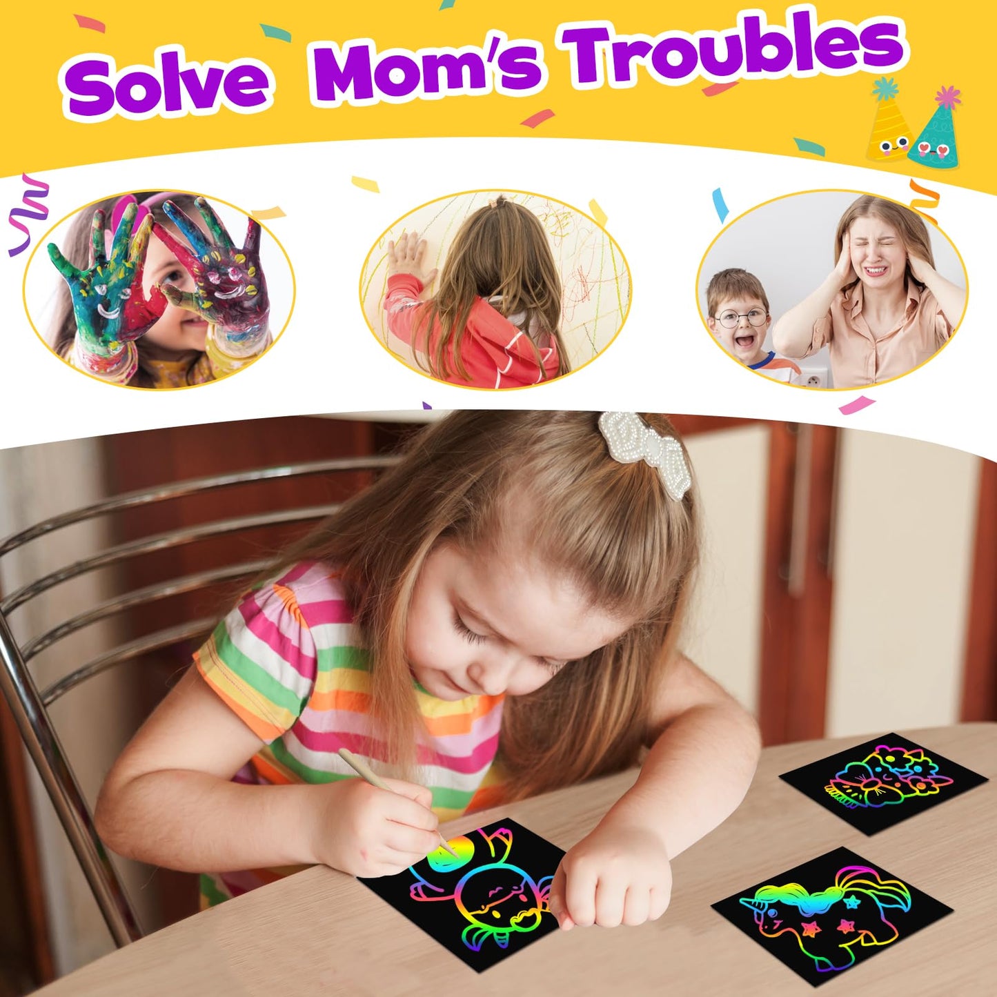 FUNNYB&G Rainbow Scratch Art Party Favors for Kids：288 PCS Scratch Paper Art Craft Kit Girls Boys Back To School Gifts for Kids Students Bulk Birthday Classroom Prizes Goodie Bags Stuffers Mini Notes