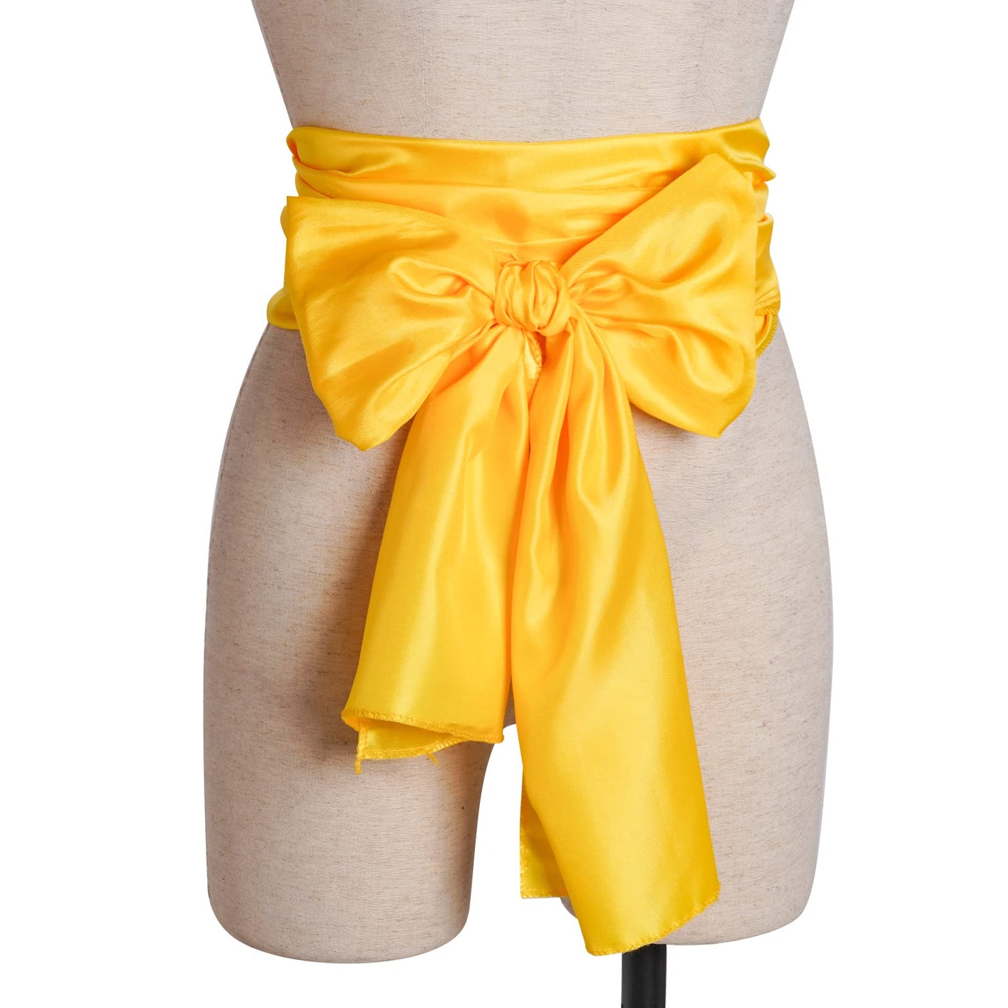 Dxhycc Satin Pirate Sash Medieval Renaissance Large Sash Belt Halloween Costume Waist Belt, Golden Yellow