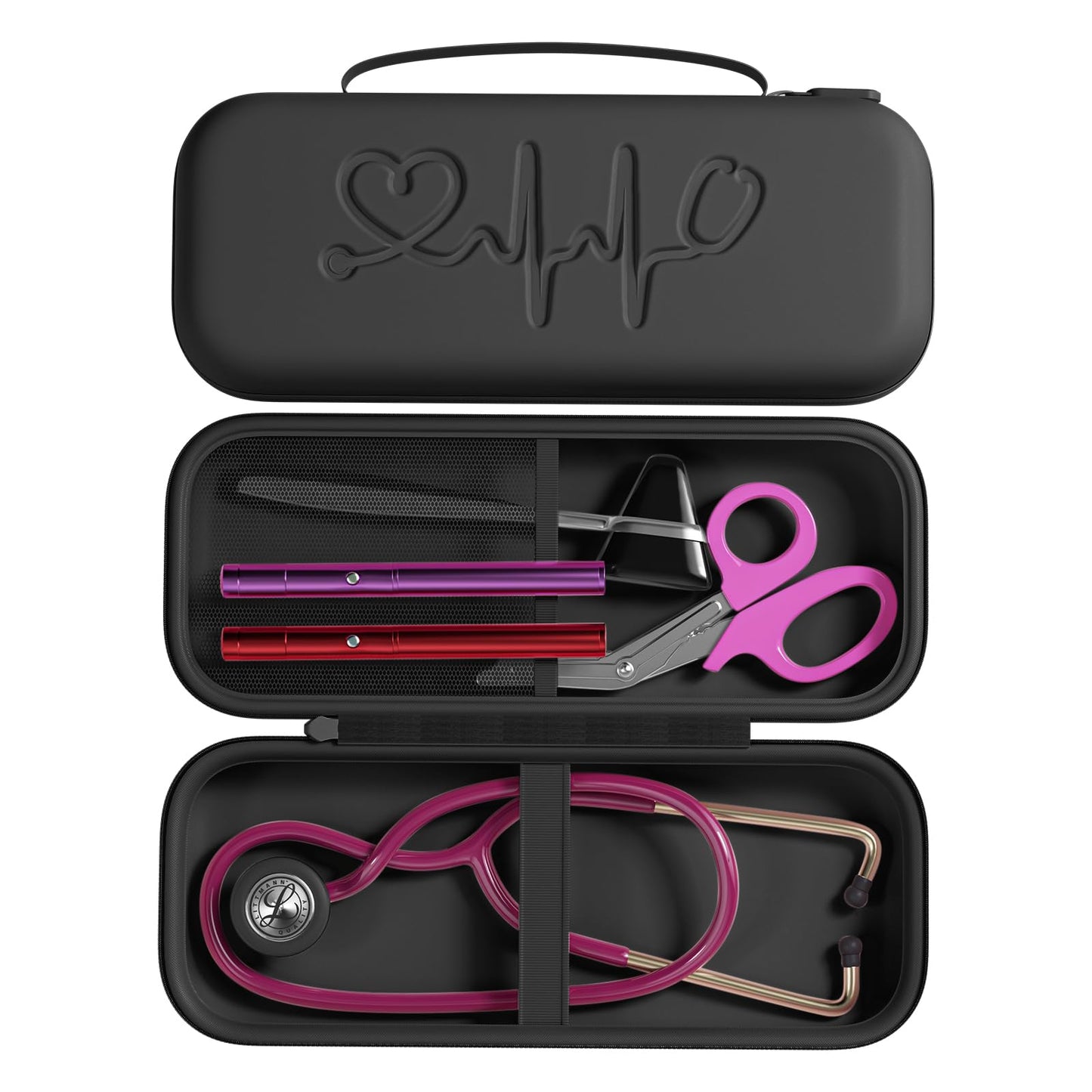 Hard Shell Stethoscope Case for 3M Littmann Classic III, Cardiology IV, MDF, EKO - Nursing School Essentials, Nursing Student Gifts, Nurse Stethoscopes Accessories for Work, Black